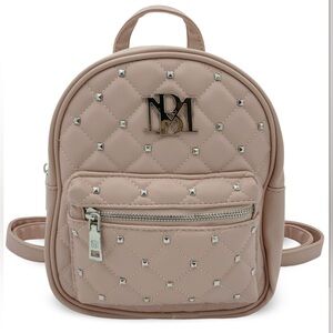 Badgley Mischka Mini Quilted Studded Backpack Blush